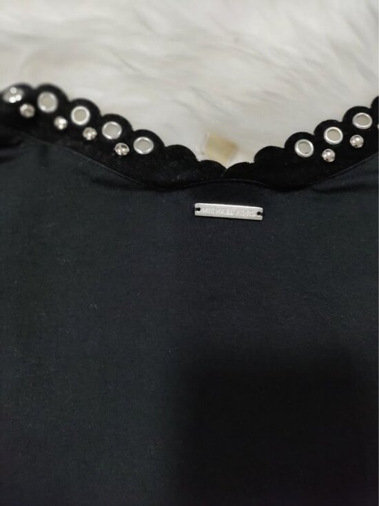 Michael Kors Bell Sleeve Black Lace Up Deep V Top Large - Picture 12 of 14